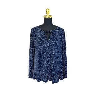 LOFT Boho Polka Dot Blouse Women’s XL – Ruffle Hem